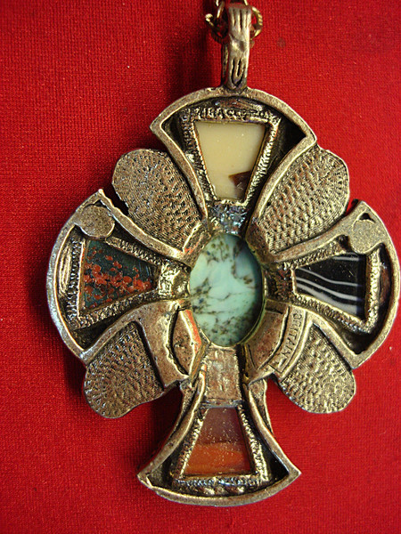 Vintage Celtic Cross Necklace with Faux Gemstones | British Design | 24