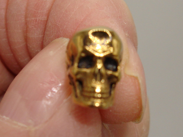 Vintage Gold-Tone Skull Biker Earring - Single Gothic Statement