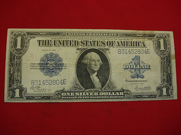 1923 Large Size Silver Certificate $1 - Woods/White - Historic Horse Blanket Note (Solid)