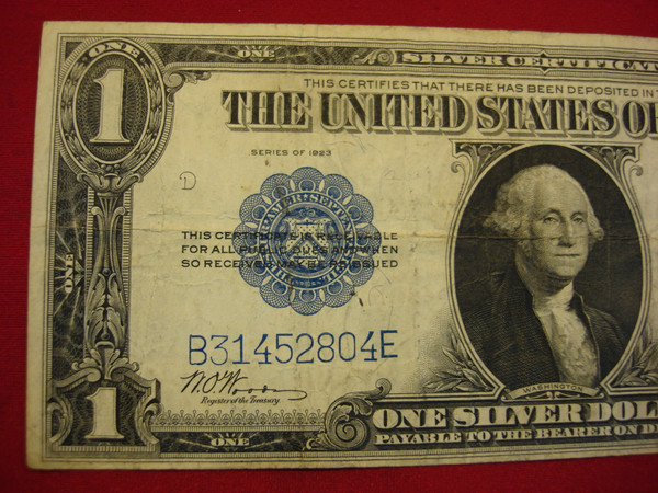 1923 Large Size Silver Certificate $1 - Woods/White - Historic Horse Blanket Note (Solid)