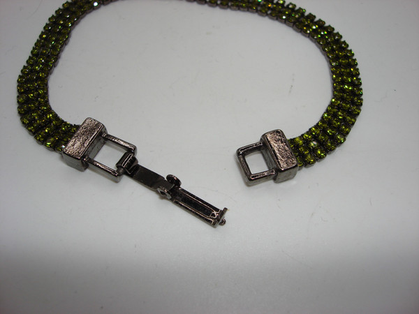 Vintage Givenchy Lime Green Rhinestone Bracelet (7 1/4