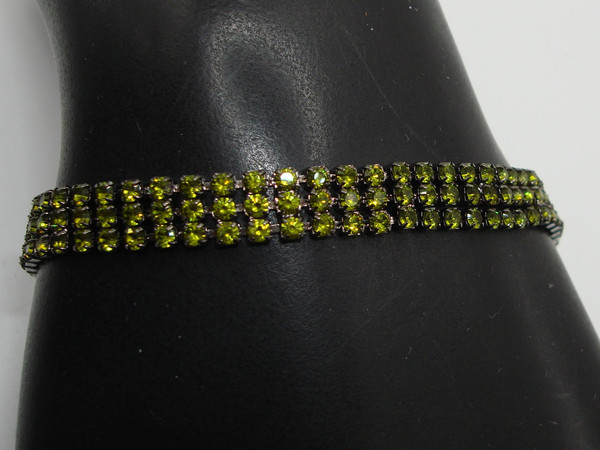 Vintage Givenchy Lime Green Rhinestone Bracelet (7 1/4