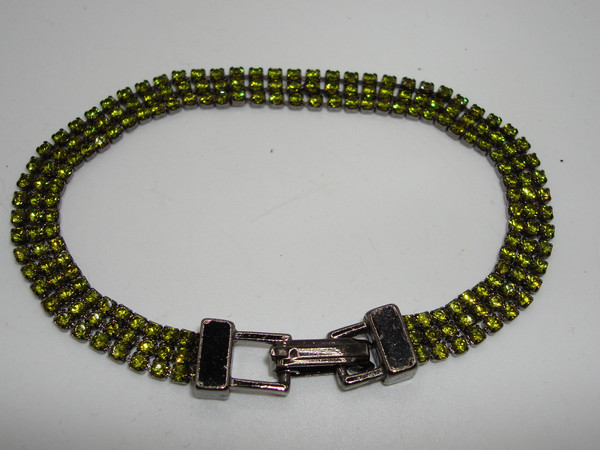 Vintage Givenchy Lime Green Rhinestone Bracelet (7 1/4