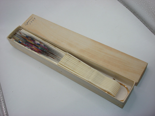 Vintage 1974 Hand-Painted Spanish Fan - Ornate Lucite & Floral Design