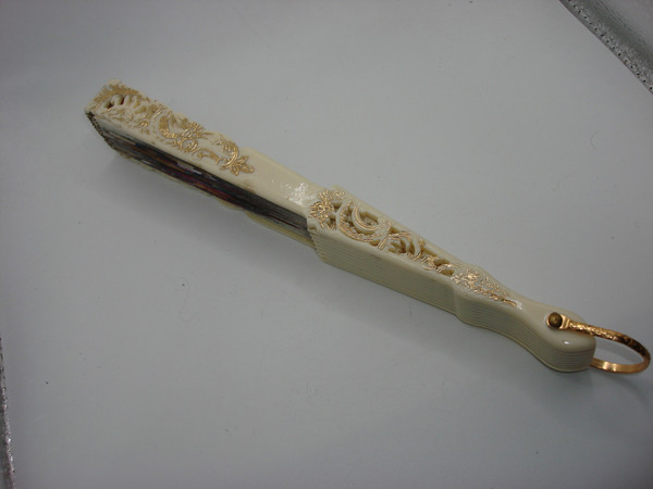 Vintage 1974 Hand-Painted Spanish Fan - Ornate Lucite & Floral Design