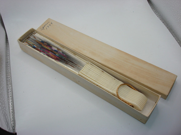 Vintage 1974 Hand-Painted Spanish Fan - Ornate Lucite & Floral Design