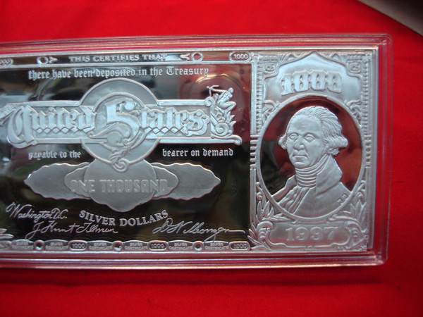 Washington Mint 16 oz Proof Silver Bar - $1000 Bill Design | Original Box & COA