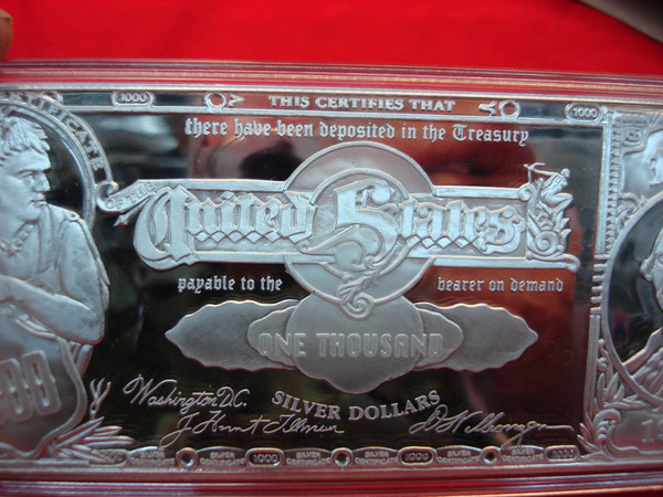 Washington Mint 16 oz Proof Silver Bar - $1000 Bill Design | Original Box & COA