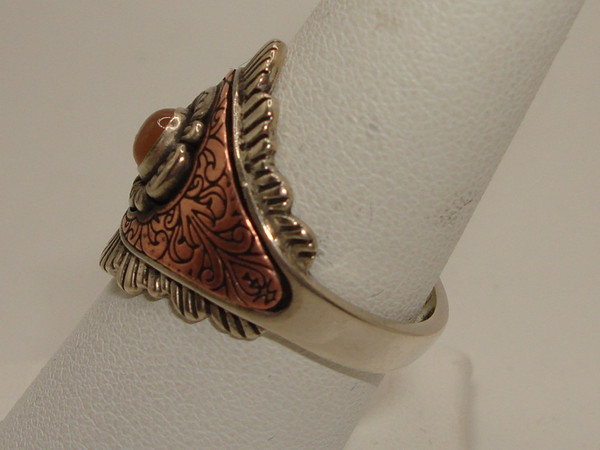 Vintage Carolyn Pollack Sterling Silver, Copper & Moonstone Ring (Size 8)