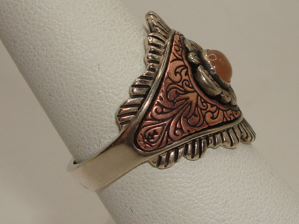 Vintage Carolyn Pollack Sterling Silver, Copper & Moonstone Ring (Size 8)