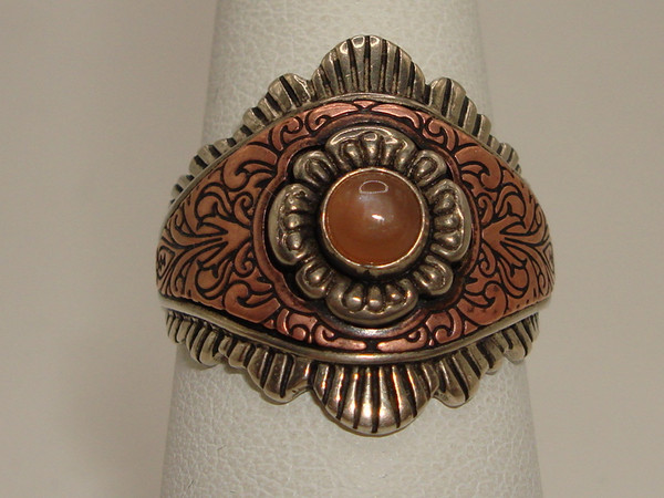 Vintage Carolyn Pollack Sterling Silver, Copper & Moonstone Ring (Size 8)