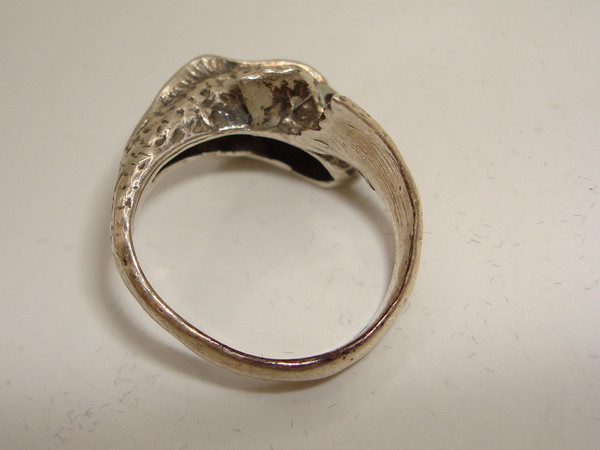 Vintage Orb Sterling Silver Koi Ring Size 5 - Statement Piece