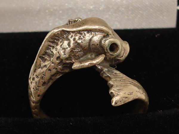 Vintage Orb Sterling Silver Koi Ring Size 5 - Statement Piece