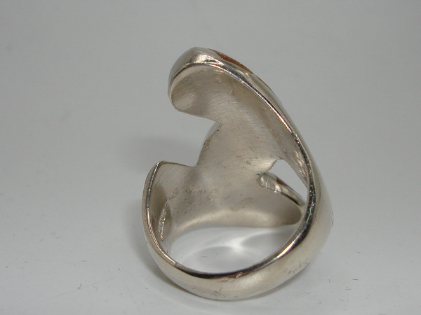 Mexico Modernist Sterling Silver Ring w/ Tiger's Eye & Goldstone - Size 8