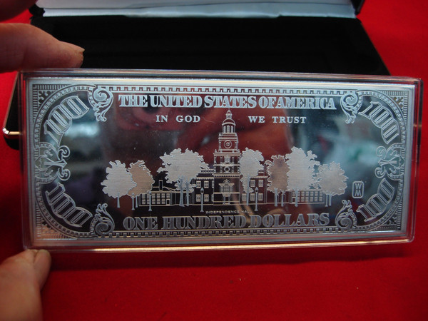 Washington Mint 4 oz .999 Fine Silver $100 Franklin Proof Bar - Original Box