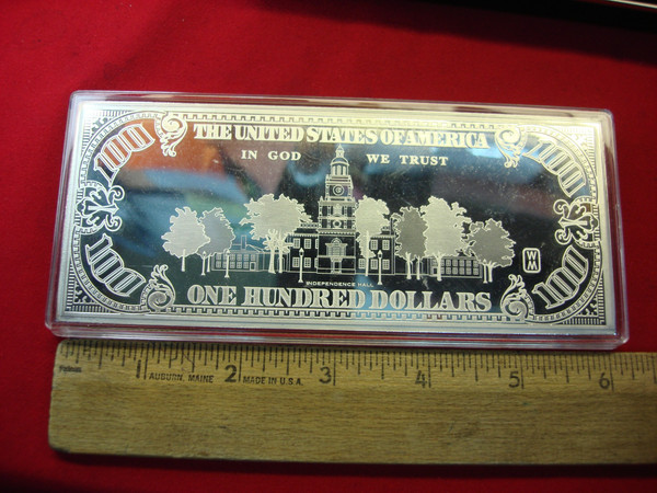 Washington Mint 4 oz .999 Fine Silver $100 Franklin Proof Bar - Original Box