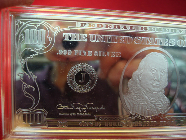 Washington Mint 4 oz .999 Fine Silver $100 Franklin Proof Bar - Original Box