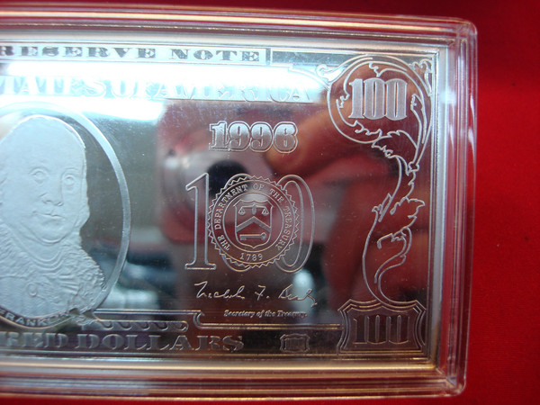 Washington Mint 4 oz .999 Fine Silver $100 Franklin Proof Bar - Original Box