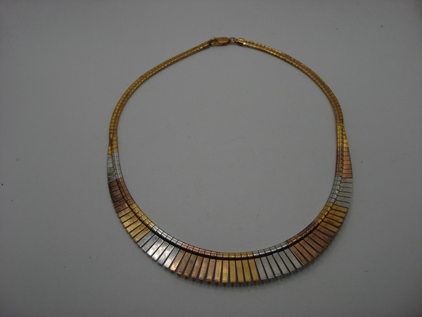 Italian Tri Color Sterling Silver Cleopatra Choker Necklace (16