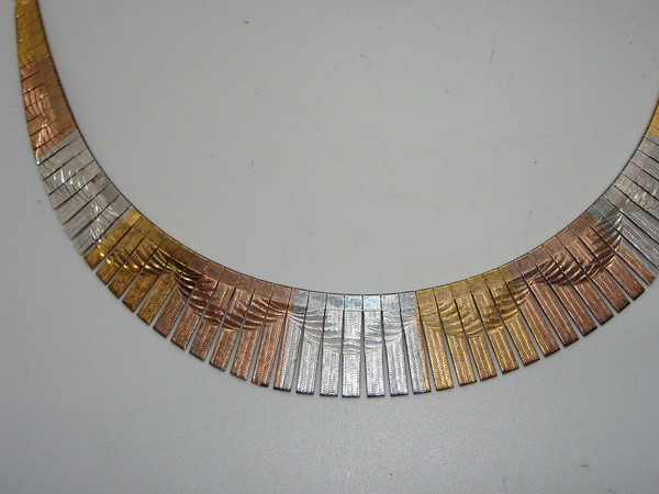Italian Tri Color Sterling Silver Cleopatra Choker Necklace (16