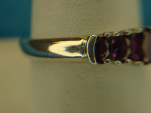 Sterling Silver Ring with 5 Purple Gemstones - Size 10 (Pre-Owned, Excellent Condition)