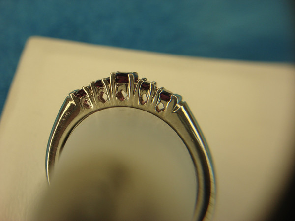 Sterling Silver Ring with 5 Purple Gemstones - Size 10 (Pre-Owned, Excellent Condition)