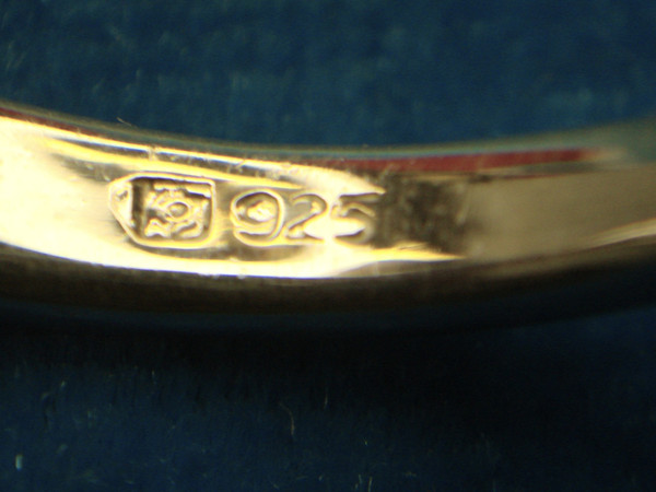 Sterling Silver Ring with 5 Purple Gemstones - Size 10 (Pre-Owned, Excellent Condition)