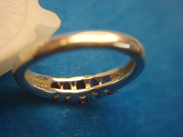 Sterling Silver Ring with 5 Purple Gemstones - Size 10 (Pre-Owned, Excellent Condition)