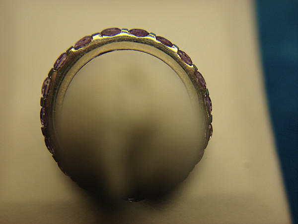 Stunning Sterling Silver Band Ring with Purple Stones - Size 10