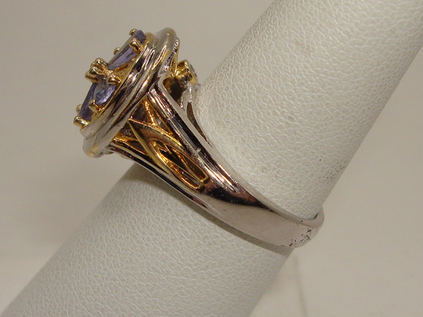 Vintage Tanzanite Filigree Ring | 925 Sterling Silver & Vermeil | Size 7