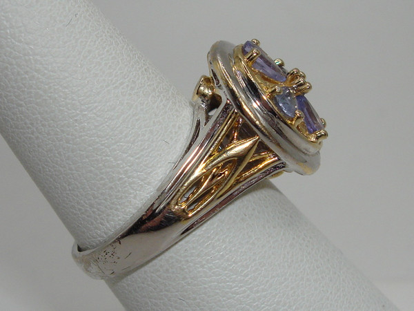 Vintage Tanzanite Filigree Ring | 925 Sterling Silver & Vermeil | Size 7