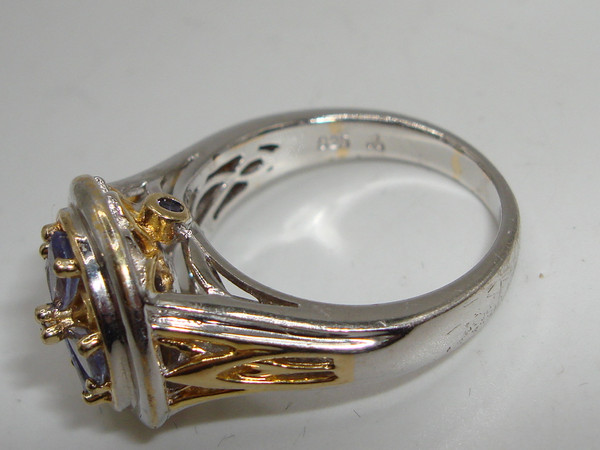 Vintage Tanzanite Filigree Ring | 925 Sterling Silver & Vermeil | Size 7