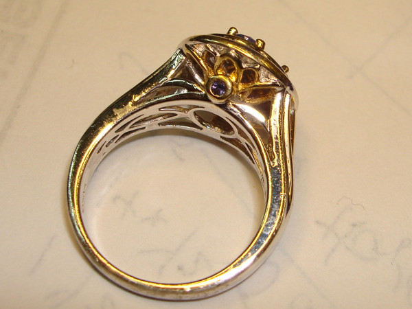 Vintage Tanzanite Filigree Ring | 925 Sterling Silver & Vermeil | Size 7