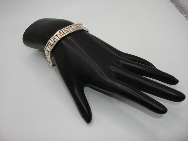 Milor Italy Sterling Silver Green Key Bracelet - 7