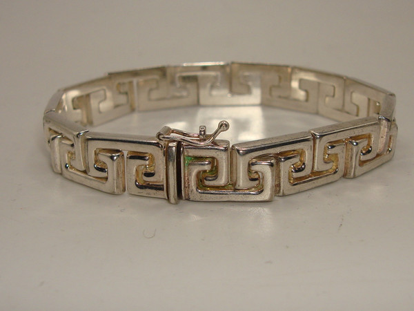 Milor Italy Sterling Silver Green Key Bracelet - 7