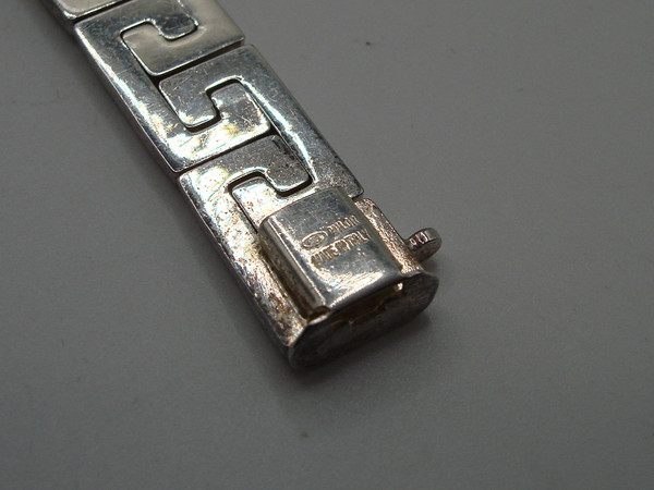 Milor Italy Sterling Silver Green Key Bracelet - 7