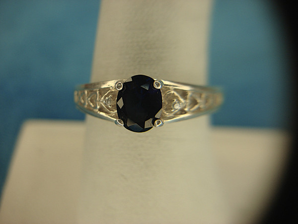 Sterling Silver Topaz & Diamond Ring | Fancy Filigree Setting, Size 8