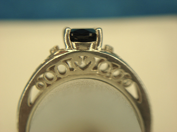 Sterling Silver Topaz & Diamond Ring | Fancy Filigree Setting, Size 8