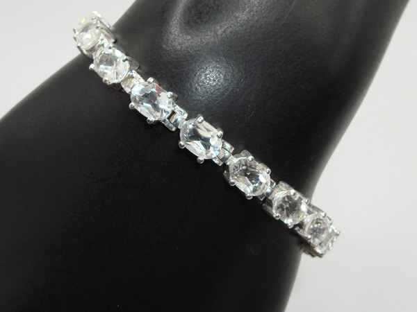 Sterling Silver Tennis Bracelet with 20ctw White Topaz - 7 1/4