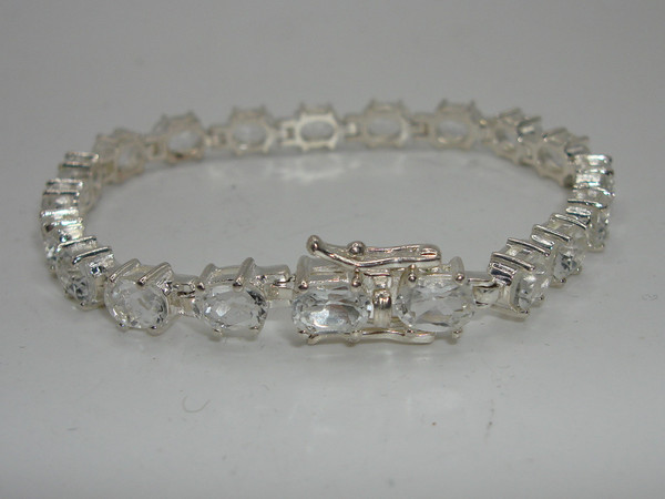 Sterling Silver Tennis Bracelet with 20ctw White Topaz - 7 1/4