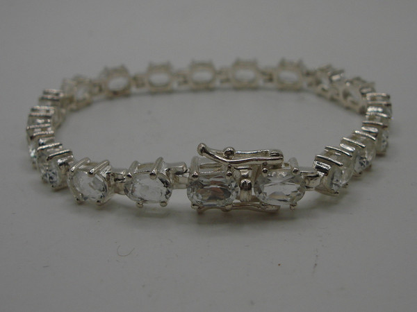 Sterling Silver Tennis Bracelet with 20ctw White Topaz - 7 1/4