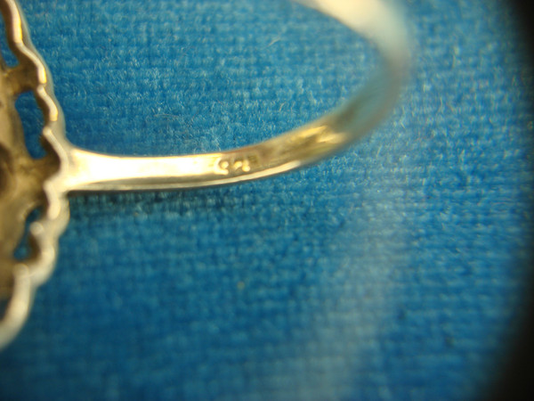 Stunning Sterling Silver Abalone Ring with Marcasites - Size 9