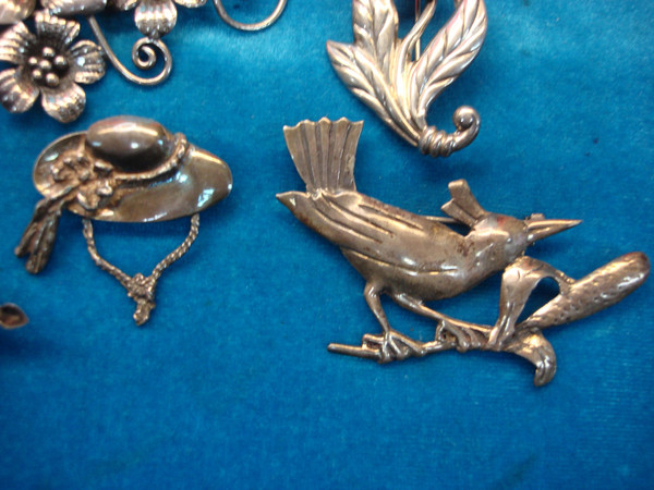 Estate Lot of 9 Authentic Sterling Silver Pins (113g) - $250+ Value