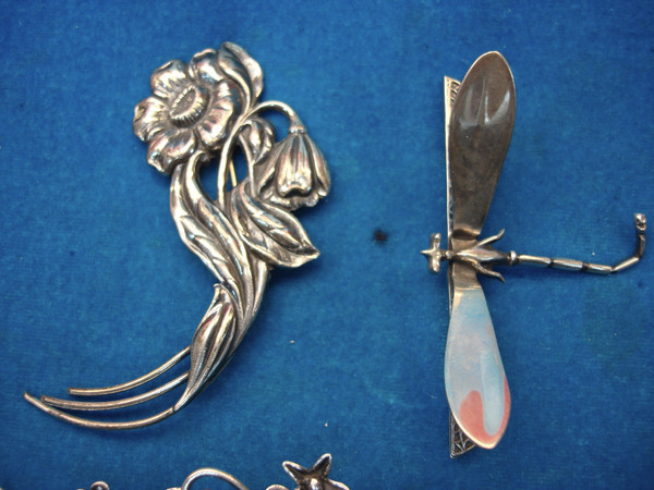 Estate Lot of 9 Authentic Sterling Silver Pins (113g) - $250+ Value