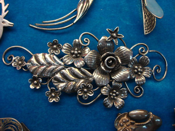 Estate Lot of 9 Authentic Sterling Silver Pins (113g) - $250+ Value