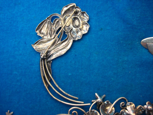 Estate Lot of 9 Authentic Sterling Silver Pins (113g) - $250+ Value