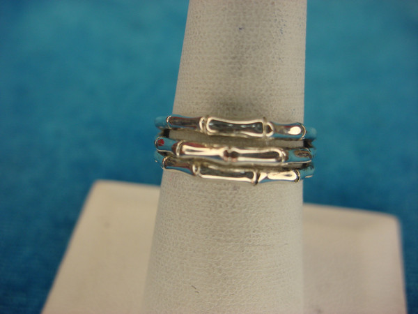 Sterling Silver Bamboo Pattern Ring - Size 7 1/4 - Pre-Owned