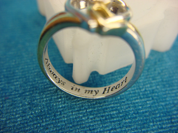 Sterling Silver Heart Ring with Gold Vermeil & Diamond Accent - Size 7 3/4