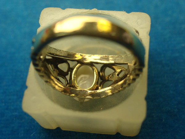 Vintage Sterling Silver Ring with Gold Vermeil & Oval Faux Opal - Size 5.75