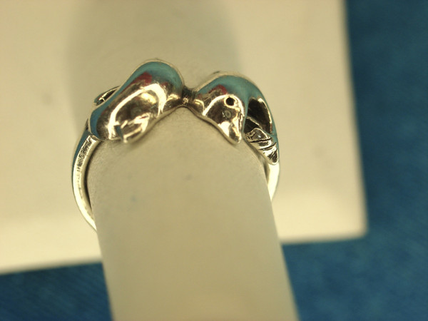 Sterling Silver Dolphin Ring - Size 7, Pre-Owned with Two Dolphins